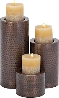 Deco 79 Metal Handmade Decorative Candle Holder Pillar Candle Stand, Set...