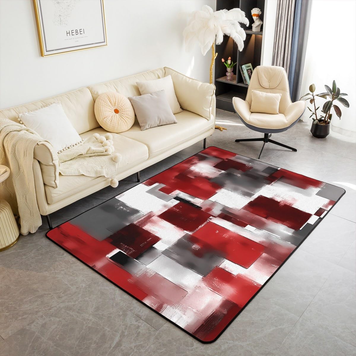 jejeloiu Hot Pink Black Stripes Living Room Rugs for Bedroom Kids Area Rug 3x5 Geometric Modern Abstract Art Decor Carpet for Boys Girls Teens Luxury Geometric Line Indoor Floor Mat Room Decor