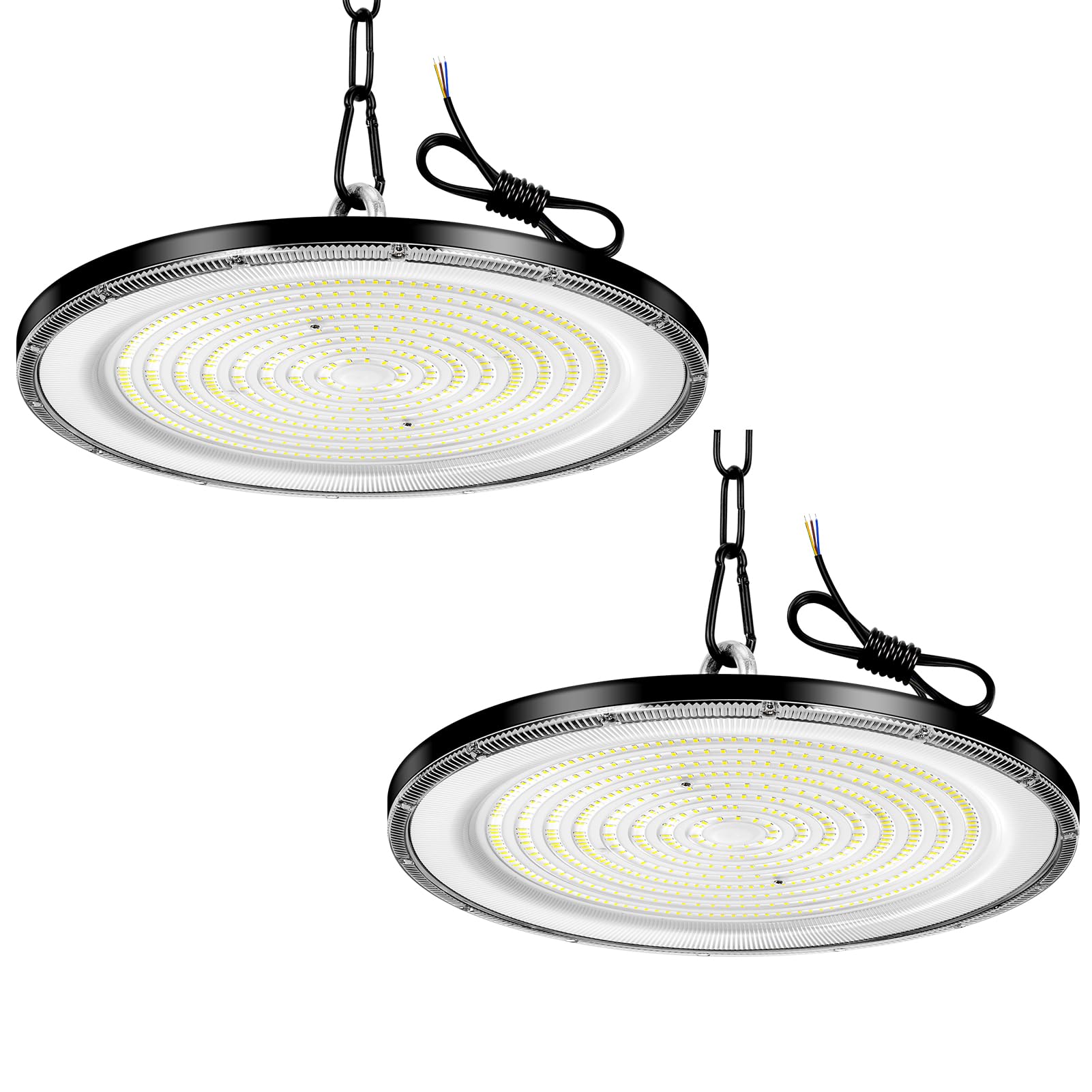 wowspeed 2PCS 800W LED UFO High Bay Light, 80000lm Garage Lighting, 6500K Cold White Light, IP65 Waterproof Commercial UFO Lamp for Factory, Workshop, Gym, Warehouse, Shop