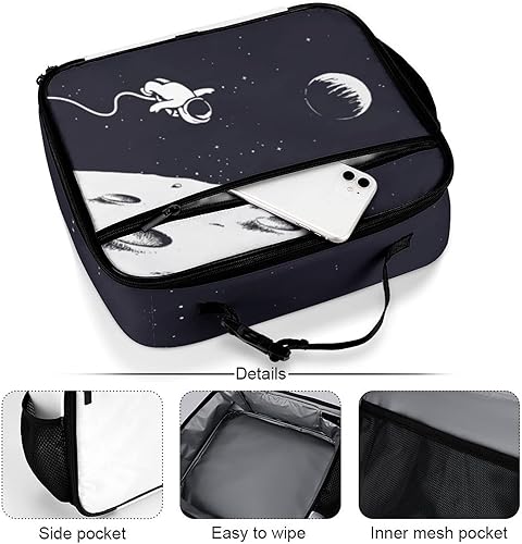 Miniatura 5 de Lonchera reutilizable de astronauta espacial, bolsa térmica con aislamiento, lonchera para comida y alimentos, bolsa de mano para niños, escuela,