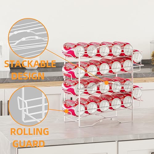 Miniatura 4 de Paquete de 2 organizadores de latas de soda para despensa, soporte dispensador apilable de almacenamiento de latas de refrescos para refrigerador,
