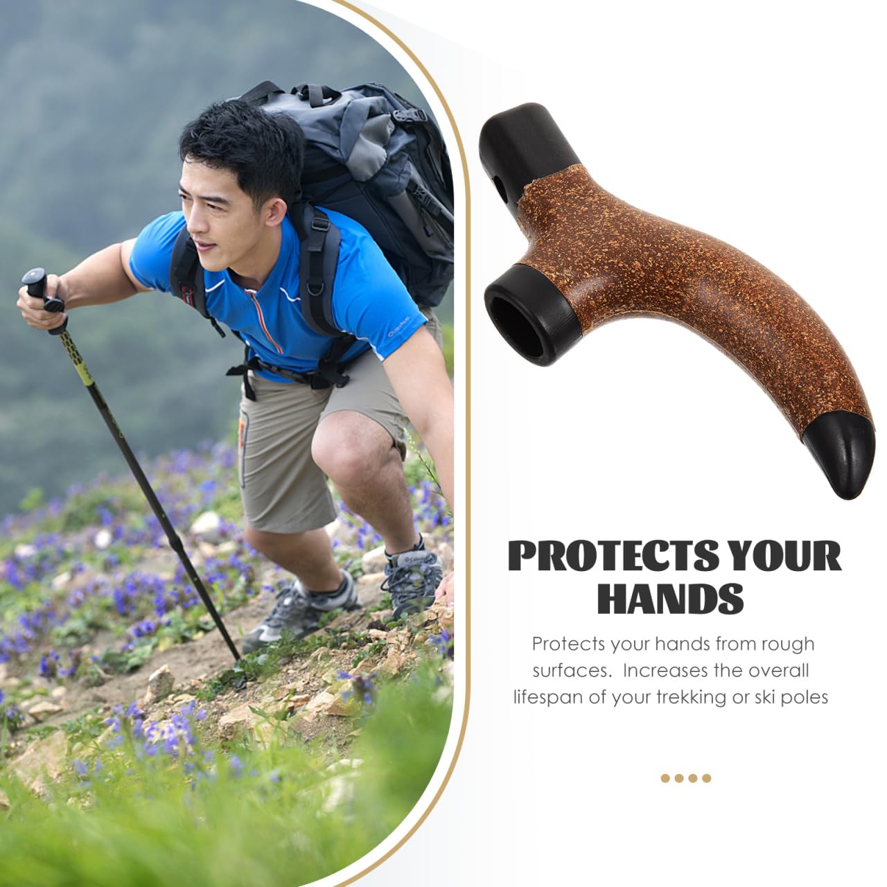 Mango universal para bastones de senderismo, accesorios de esquí, mango de bastón de senderismo, mango de bastón, bastones de trekking, bastones de madera, viajes