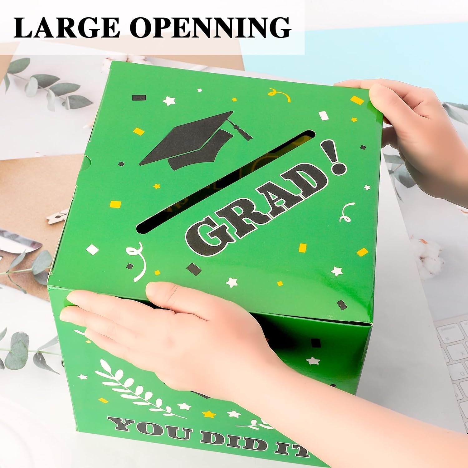 Graduation Card Box, Graduation Party Decorations 2026, Green Graduation Box, Graduation Card Holder, Foldable Cardboard Congrats Grad Card Gift Box for Graduation Party Supplies Party Favors image 4