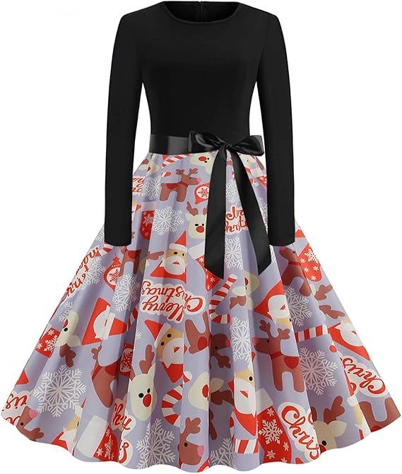 Amazon Co Jp パーティードレス 復古ヘプバーン風 クリスマスワンピース レディース ワンピース コスチューム 長袖 クリスマスコス パーティー衣装 着痩せ 公演服 余興 チュニック 可愛い 大きいサイズ イベント ホビー
