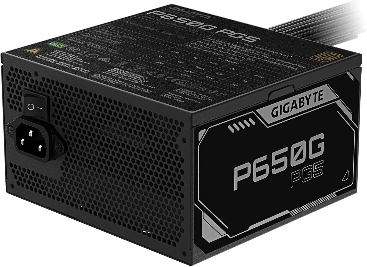 GIGABYTE P650G PCIE 5.1 Power Supply - PCIe 5.1, 80 Plus Silver, 120mm Fan, ATX 3.1 Compatible, EU Plug