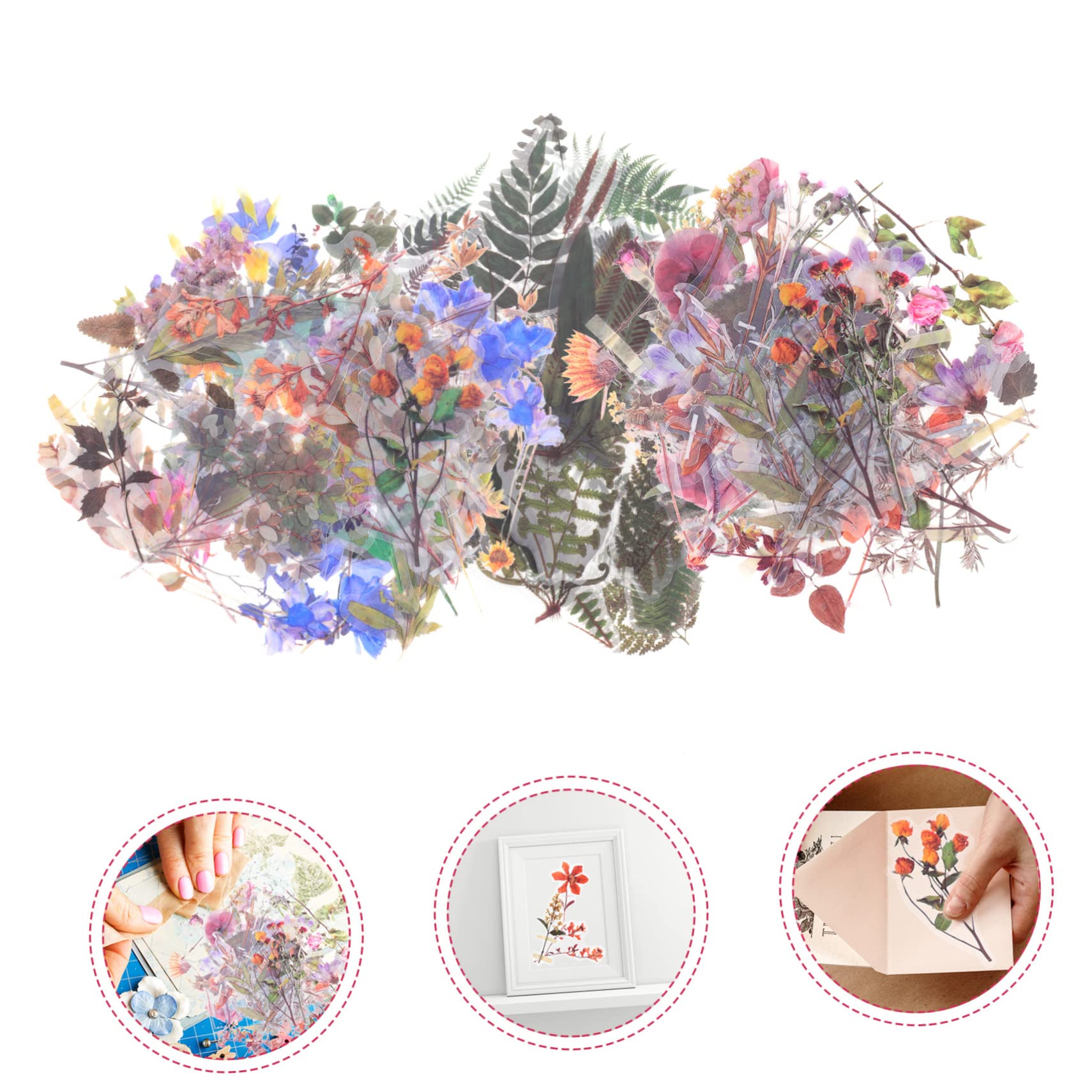 TEHAUX 600piezas Pegatinas De Flores Vintage Para Scrapbooking Accesorios De Para Álbumes y Material De Manualidades y