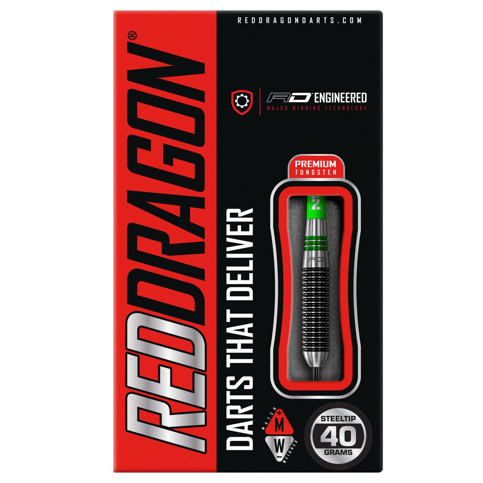 RED DRAGON Titan 2 Freccette Professionali in tungsteno con Alette e aste in nitrotech (steli)