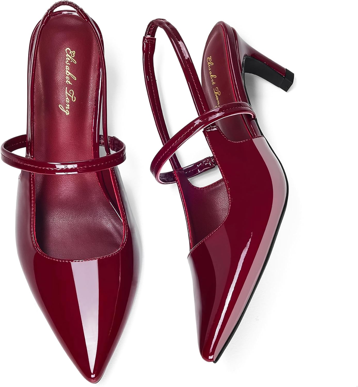 Elisabet Tang Women's Pointed Toe Slingback Kitten Heel Pump Closed Toe Dress Shoes Adjustable Strap Party Pumps Sexy Shoes - Image 6