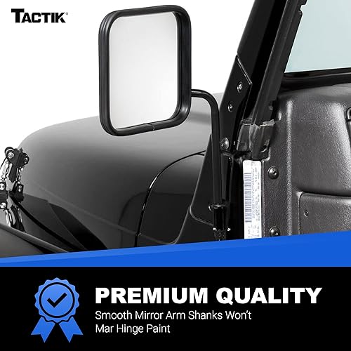 Miniatura 3 de TACTIK Espejos laterales de aventura, cabeza cuadrada, compatible con Jeep Wrangler CJ YJ TJ JK JL y Gladiator JT 1976-2023 – Jeep Mirrors Doors