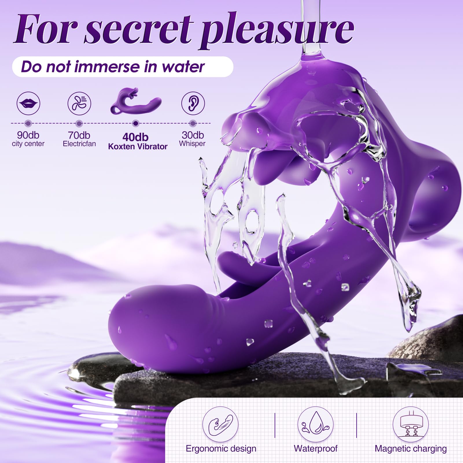 Koxten Tongue Toy for Women - Thrusting Vibrator Rose Sex Toy with 10 Vibrating & Thrusting & Licking Sex Toys for Woman G Spot Vibrator Adult Toys for Couples Thrusting Dildo for Female Adult Toy: Purple
