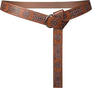 Medieval Viking Belt for Men Renaissance Knight Belt Embossed PU Leather O Ring Belt Viking Costume LARP Accessories