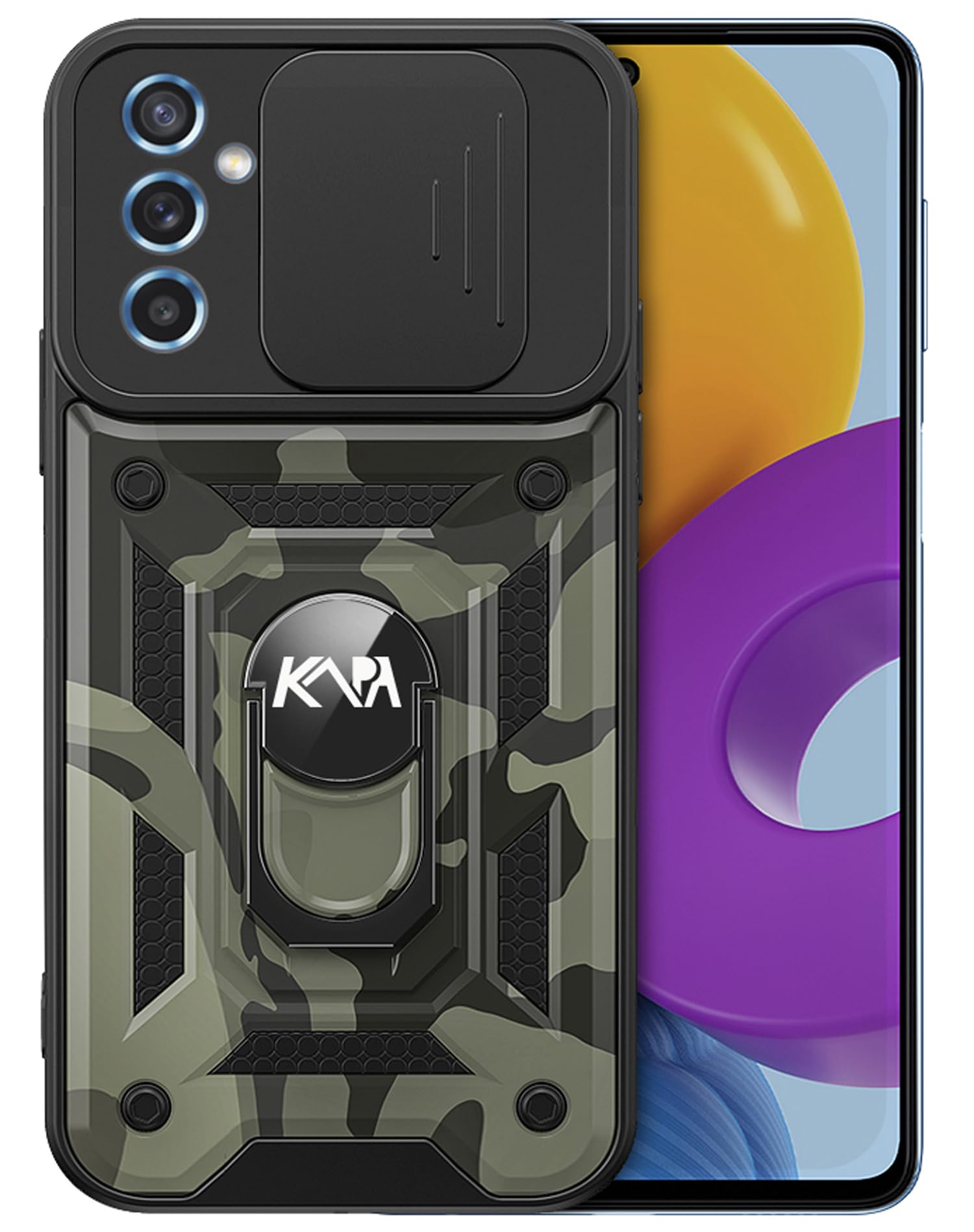 Kapa Tank Back Cover for Samsung Galaxy S24 Plus | Inbuilt Ring + Slider Shockproof Lens Protection Bumper Back Case (Black) (B0CZNN9YN7) Amazon Price History, Amazon Price Tracker