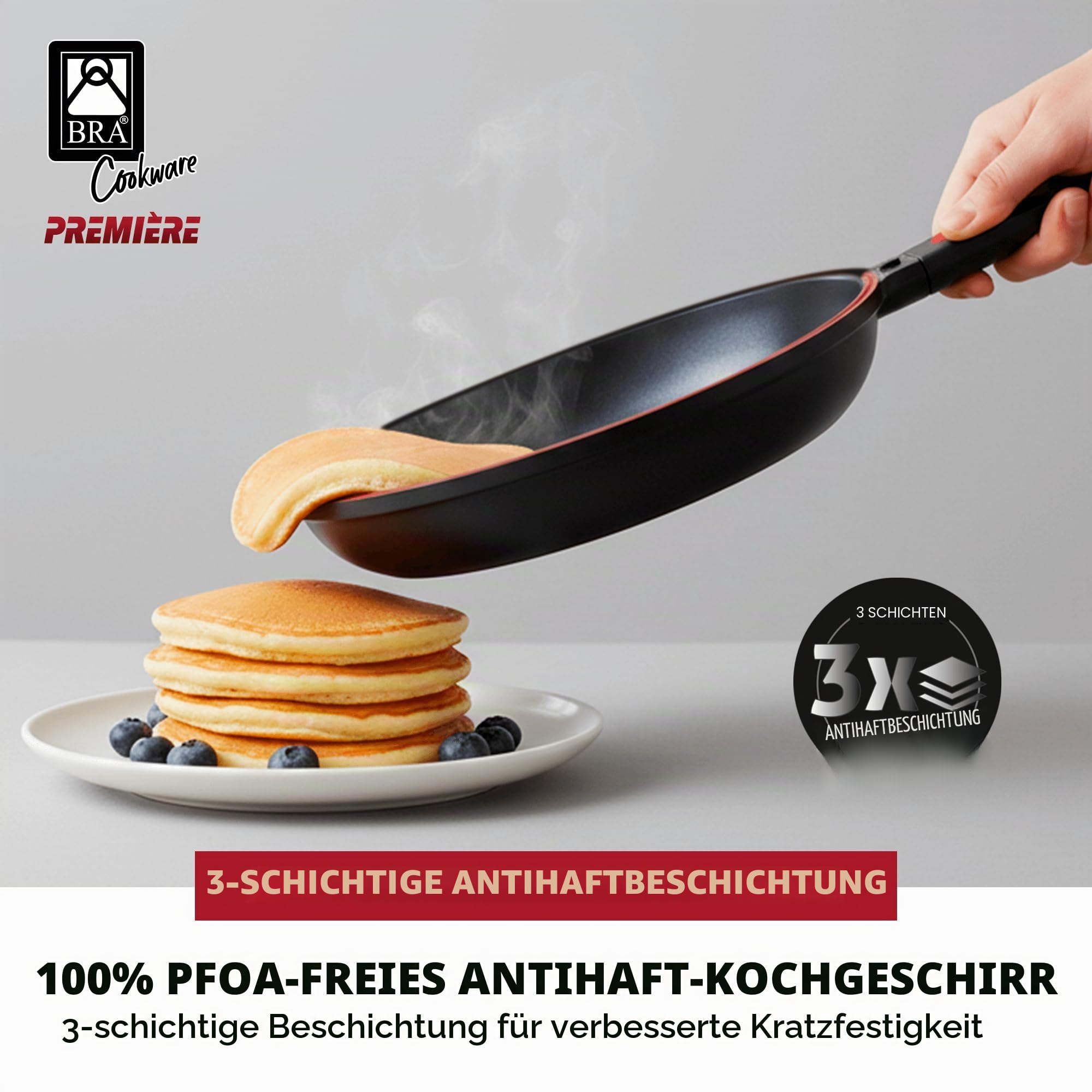 BRA Dupla Premiere | Doppelte Kartoffel-Omelette-Bratpfanne, 24 cm Durchmesser, Aluminiumguss, dreifache Antihaftschicht, 100% PFOA-frei, für alle Herdarten