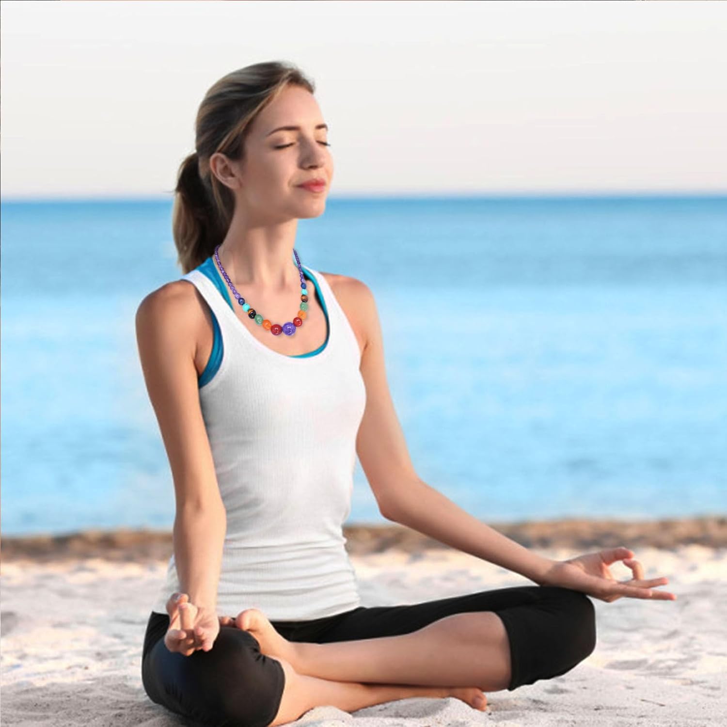 7 Chakra Necklace for Women Strong Healing Crystal Genuine Stone Beaded Gemstone Necklace 20 inches Jewelry Gifts for Women Mom - Image 7