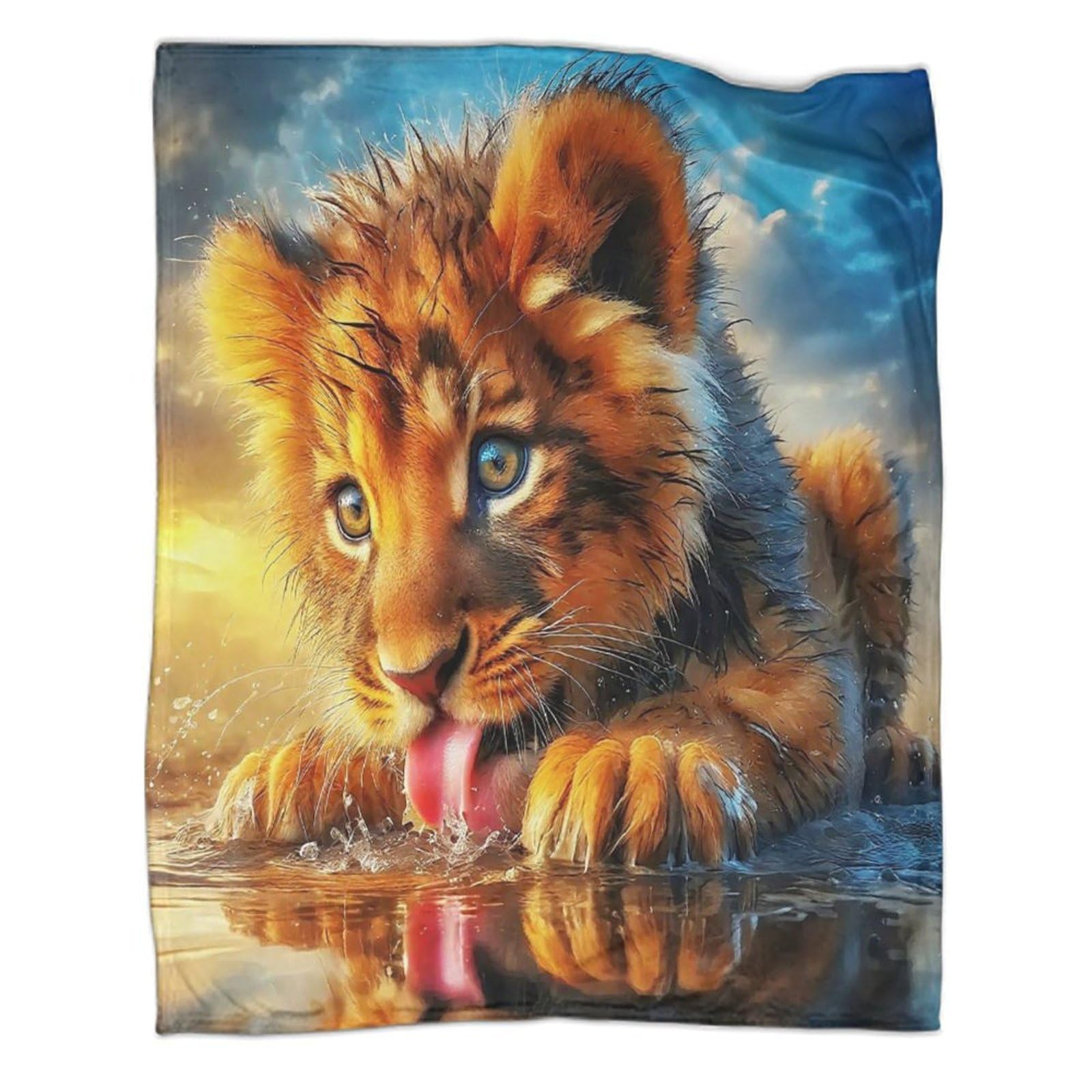 Couverture de voyage et camping pour enfants et adultes douce et pelucheuse motif tigre