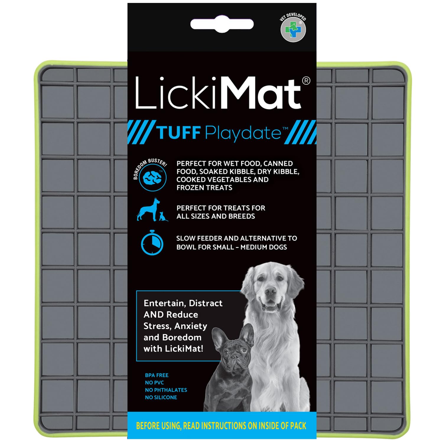 Lickimat Tuff, Tappetino Resistente Per Leccare Il Cane, Riduttore Di Ansia E Noia, Perfetto Per Cibo, Dolcetti, Yogurt O Burro Di Arachidi, Divertente Alternativa A Una Ciotola Per Cani A-image