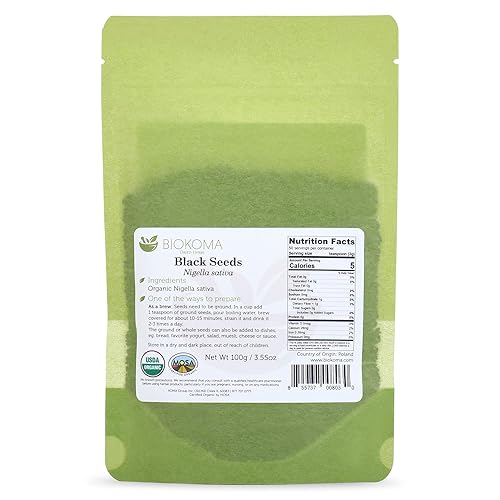 Miniatura 2 de Pure and Organic Biokoma Black Seeds 100g (3.55oz) en bolsa resellable a prueba de humedad