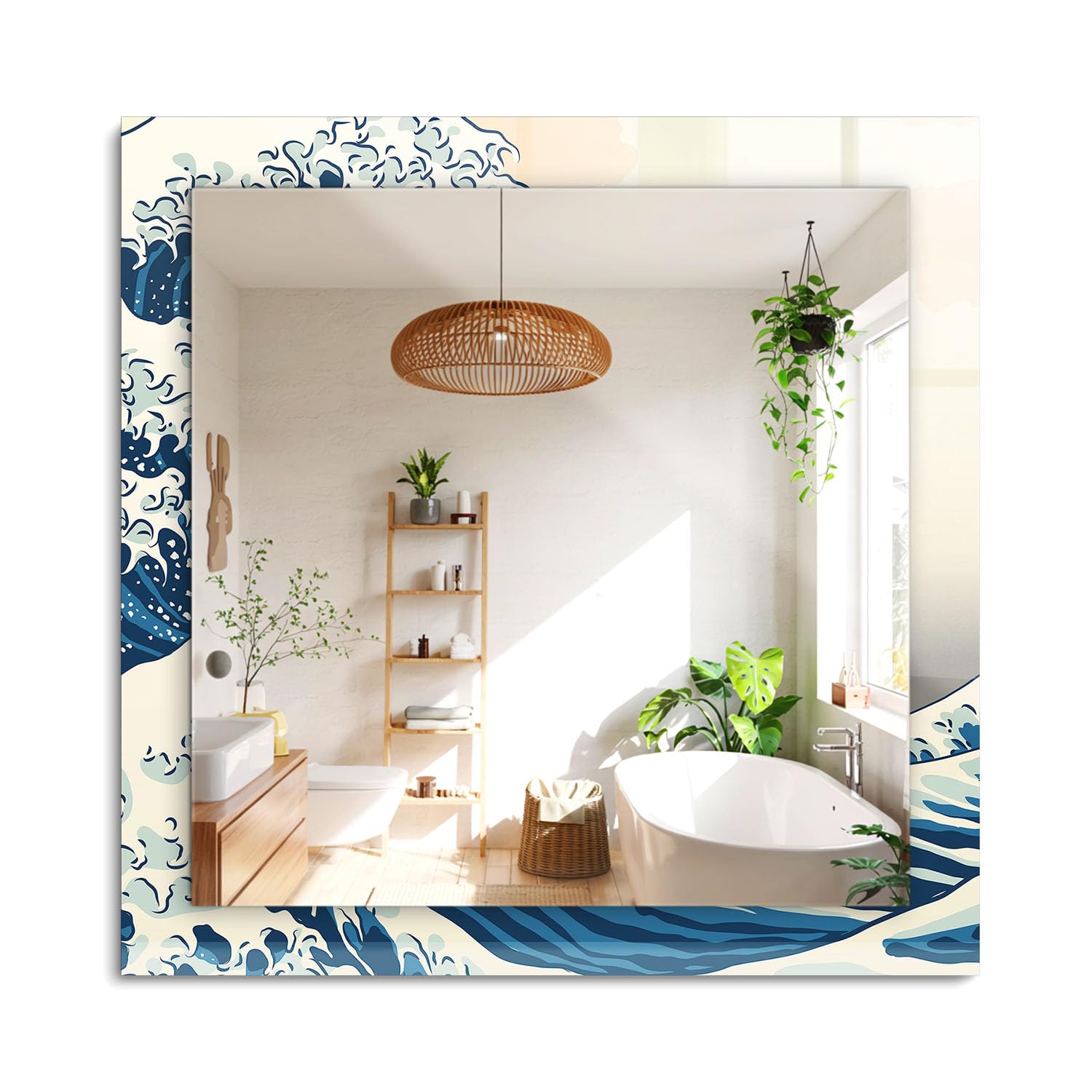 Miroir rectangulaire mural en verre 60x60cm pour illuminer et agrandir votre maison moderne
