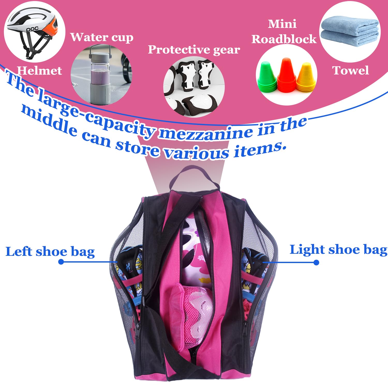 Borsa per Pattini da Ghiaccio, Borsa Pattini in Linea, Borsa da Pattinaggio con Tracolla Regolabile, Borsa per Pattini a Rotelle, Borsa Porta Pattini Ghiaccio, Borsa per Pattini a Rotelle per Bambini