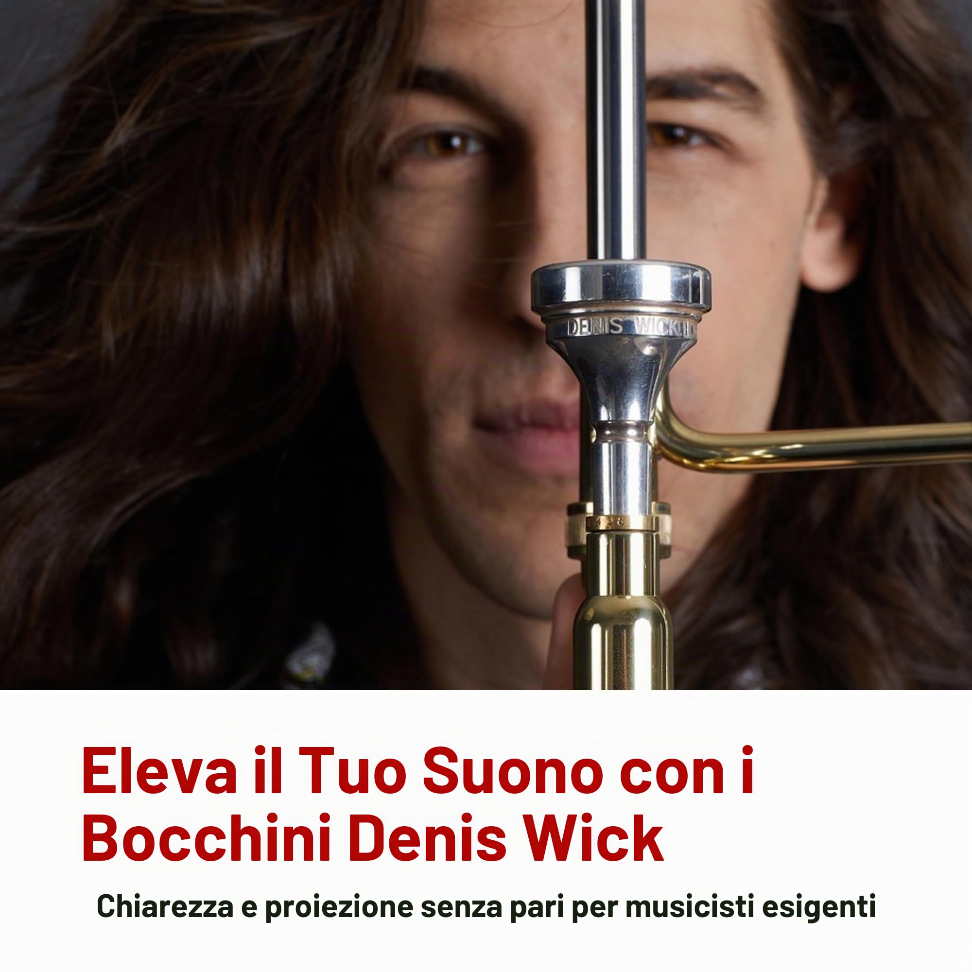 DENIS WICK – 5884-4FL, Bocchino Flicorno Classic Silver Plated, Tazza Profonda 16.5 mm, Suono Caldo, Alta Stabilità Intonazione, Gambo Largo