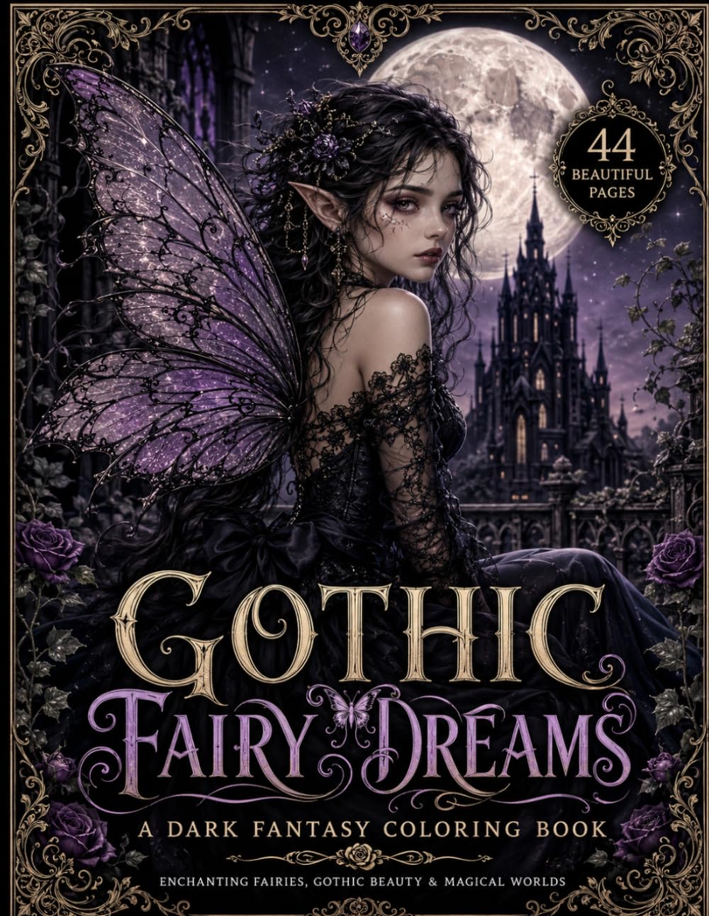 Gothic Fairy Dreams: Beautiful Gothic Fairies, Magical Wings, Roses, Moons, Castles, and Dark Fantasy Designs for Relaxation or