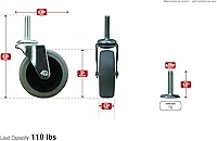 Vista 4 de Shepherd Hardware 3265 Ruedas TPR de vástago roscado de 3 pulgadas, capacidad de carga de 110 libras