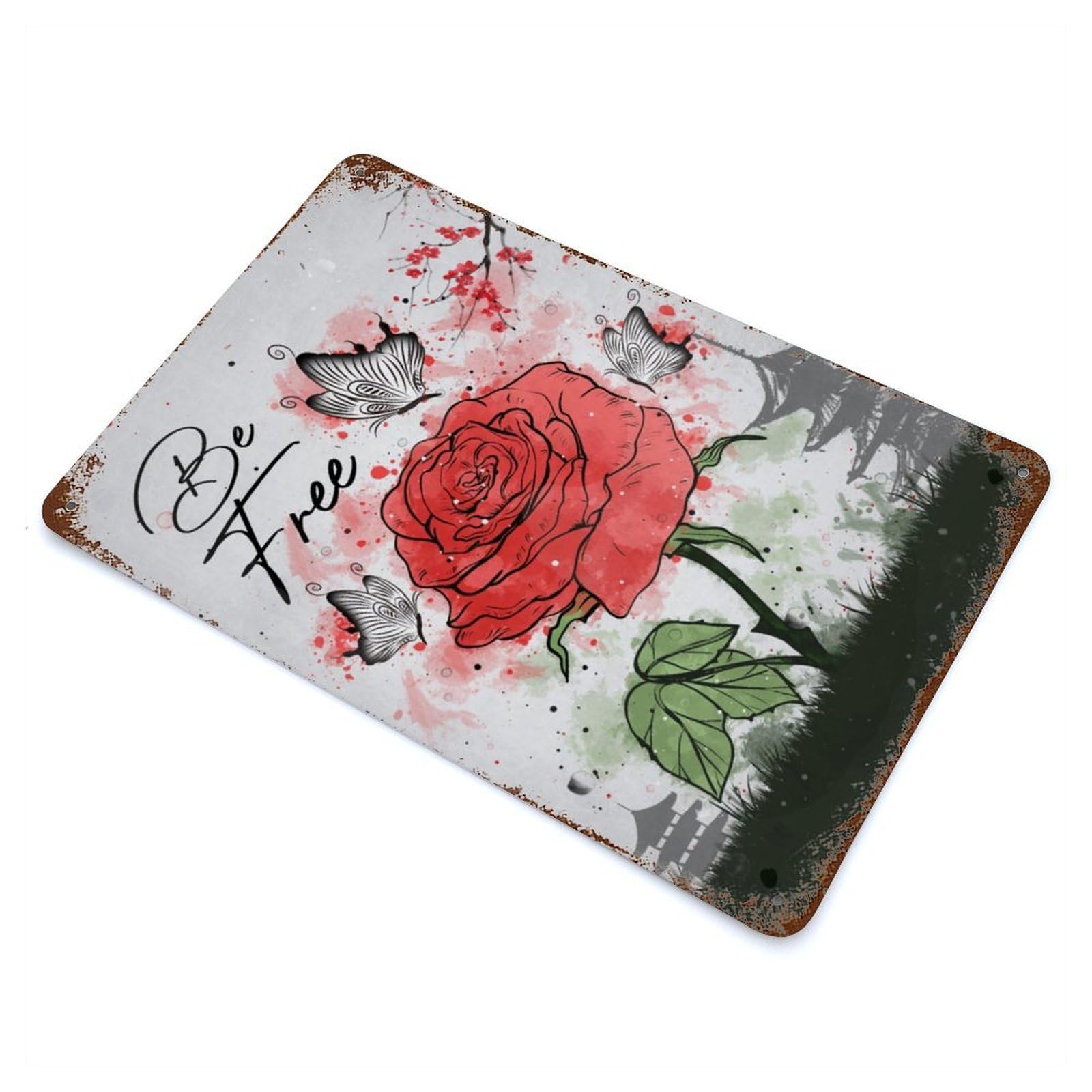 Be Free Aged Metal Wall Plaque 11.8"x7.9", for Living Room, Hallway And Home Decor, Shabby Chic Decor