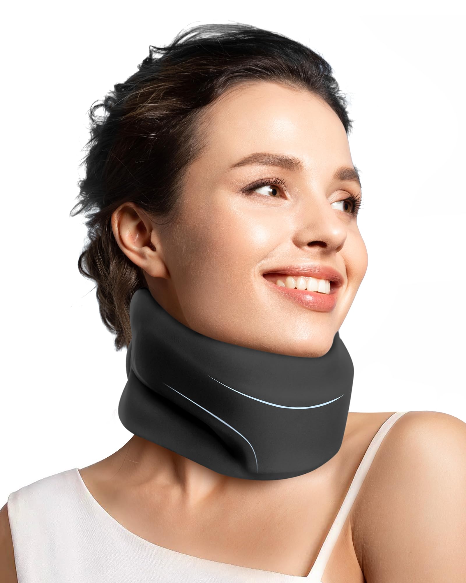 BETOVIN Adjustable Soft Foam Neck Brace – Cervical Collar for Sleeping & Pain Relief, Comfortable Neck Support Keeps Spine Aligned, Suitable for Whiplash, Injury & Posture Correction(Black, S)