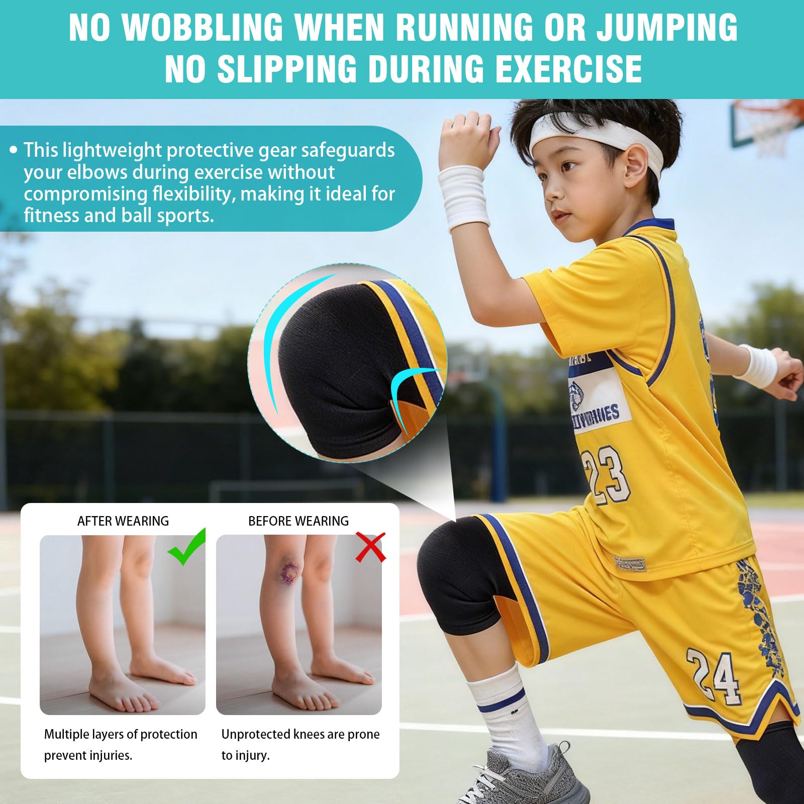 Genouillère de contention pour enfants Manchon de compression noir pour garçons et filles à partir de 7 ans Support pour les activités sportives, le football, la gymnastique le quotidien Taille uniqu