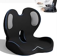 Vista 10 de Cojín de asiento de espuma viscoelástica con almohada de apoyo lumbar, cojín para silla de oficina, cojín ergonómico para asiento de automóvil