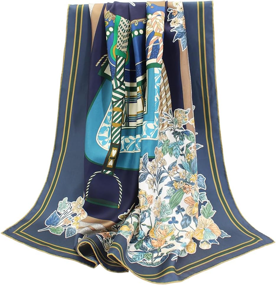 ANDANTINO 100% Pure Mulberry Silk Scarf 35" Large Square Lightweight Headscarf –Women’s Hair Wraps-With Gift Packed