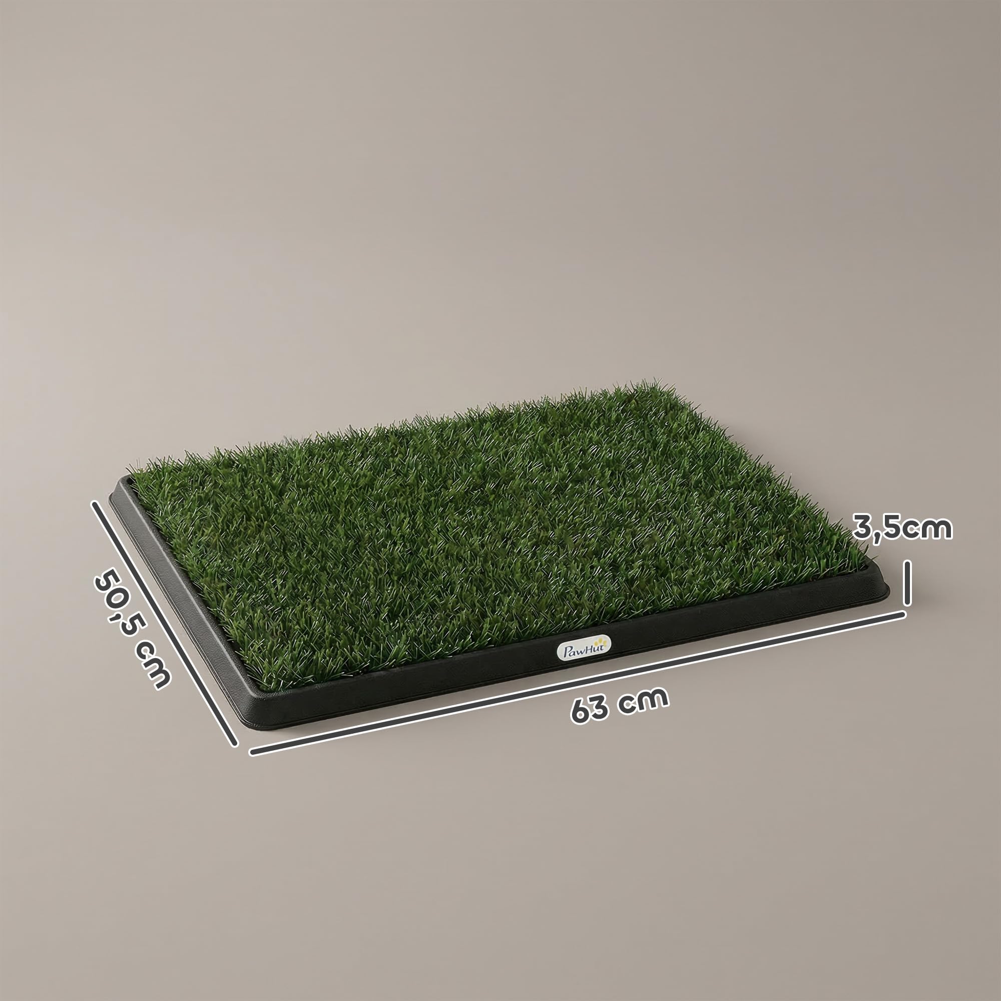 PawHut Toilette pour Chien avec Grille de Drainage, 2 Tapis en Gazon Artificiel, Système Lavable 3 Couches, Bac à Litière, 63x50,5x3,5cm, Noir