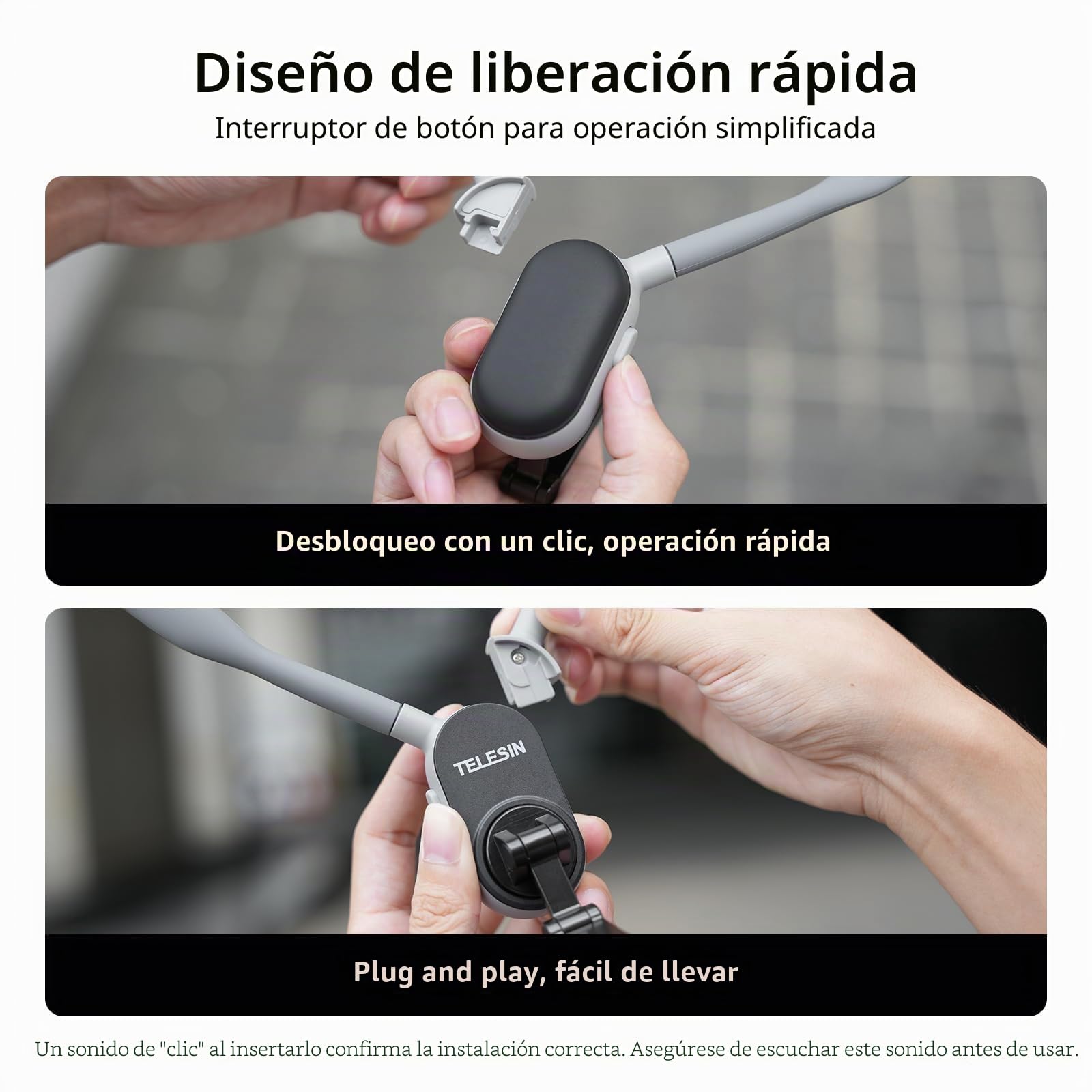 TELESIN POV/Vlog Cunas de Cuello Magnético para Teléfono, Collarín Telefónico Soporte con Manos Libres Soporte de Pecho para Grabación de Vídeo Correa para iPhone 17 16 15 14 13 12 Android (Gris)