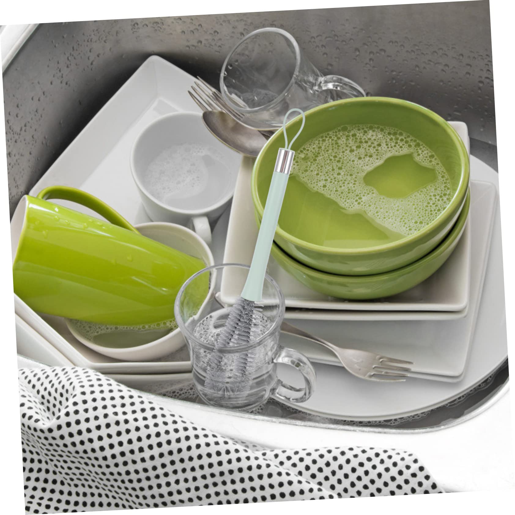 FUNOMOCYA Long Handle Cup Brush Bottle Brush Fast Cleaning Space-saving Design Easy Hang