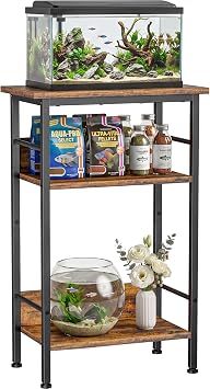 5-10 Gallon Aquarium Stand, 3-Tier Fish Tank Stand with Storage Shelves, Heavy Duty Terrarium Stand, Fish Tank Shelf, Reptile Turtle Tank Stand with Metal Frame for Home Office, Living room