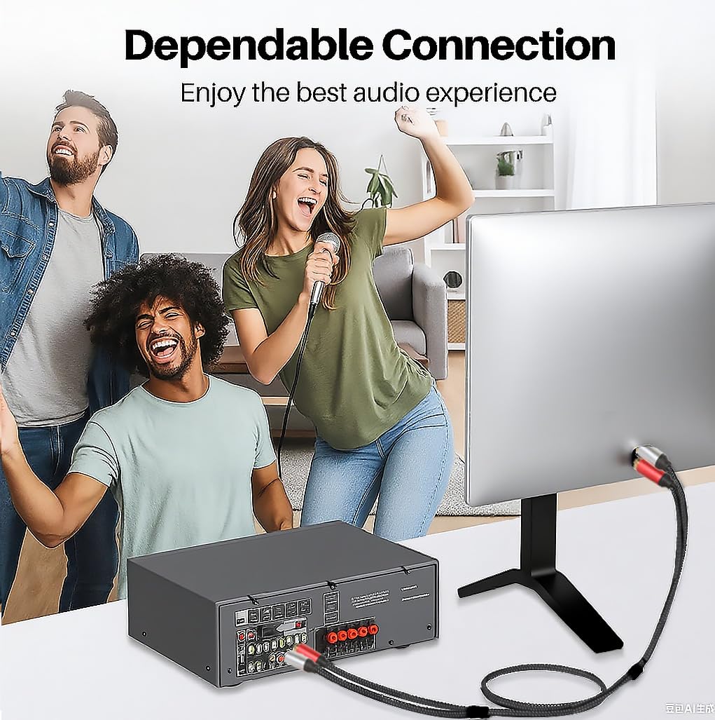 Cable de audio 2RCA a 2RCA de 100 pies chapado en oro macho a macho, cables RCA de alta fidelidad trenzados de nailon para cine en casa, audio de coche, amplificadores