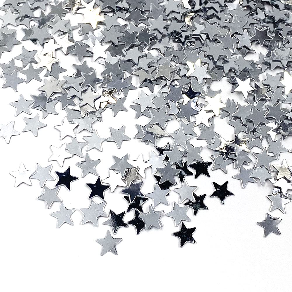 Cenpek Gold,Silver 10 Packs 6Mm Confetti Metallic Foil Stars Sequin For Party Wedding Decorations, 150 Grams/ 5.3 Ounce (Silver)