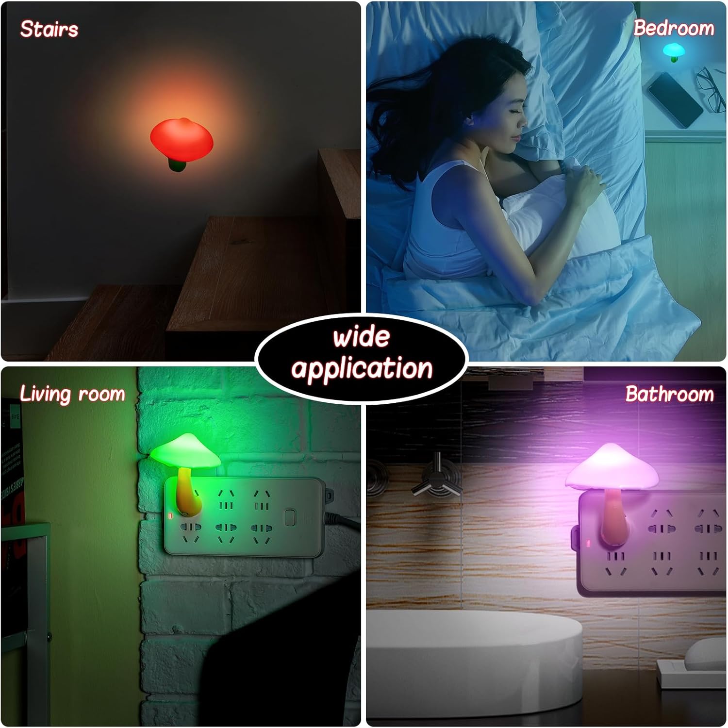 Mudder 8 Pack Mushroom Night Light Plug in 7 Color Changing LED Mushroom Nightlight Lamp Cute Light Sensor Wall Lamps for Adults Gifts