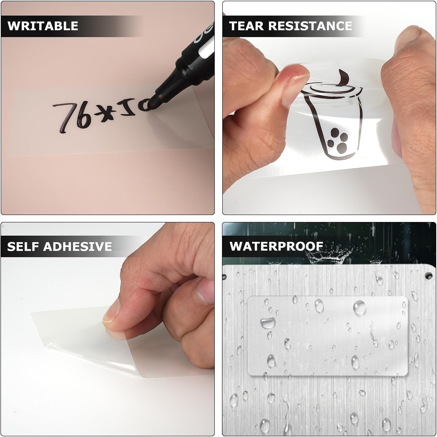Clear Thermal Labels Vinyl 2 × 3 Inch Self-Adhesive Rectangle Stickers Roll Waterproof Printer Direct Decals Package Seal for QR Code Envelope Office Retail Home 300 PCS