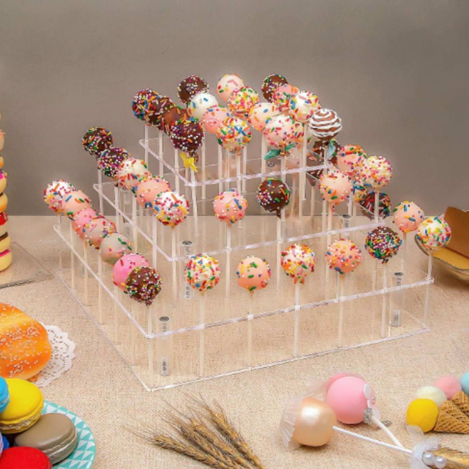 Qianly Stand Espositivo Quadrato in Acrilico con 56 Trasparente per Buffet di Caramelle, Pasticcerie, Intrattenimento Domestico