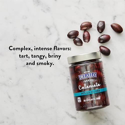 Miniatura 6 de DeLallo Aceitunas kalamata griegas sin hueso, tarro de 5.64 onzas, (paquete de 6), curadas naturalmente y en salmuera, perfectas para aperitivos y