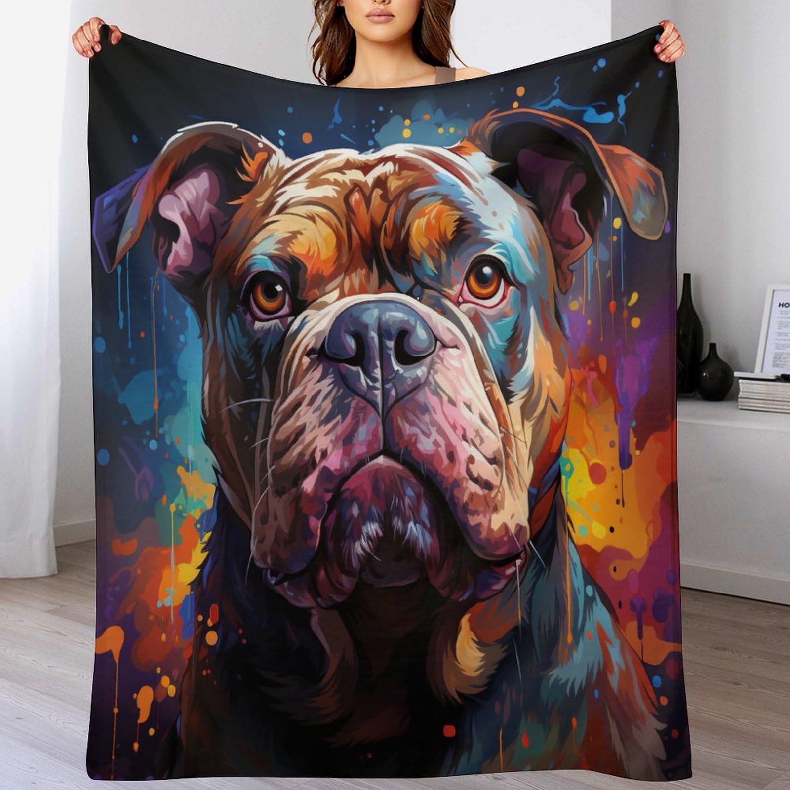 Couverture polaire chien 140x180cm plaid canapé peluche