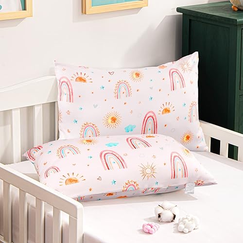 Miniatura 9 de El juego de ropa de cama para cuna de arcoíris rosa de 6 piezas incluye edredón, sábana bajera, falda de cuna, apilador de pañales y fundas de