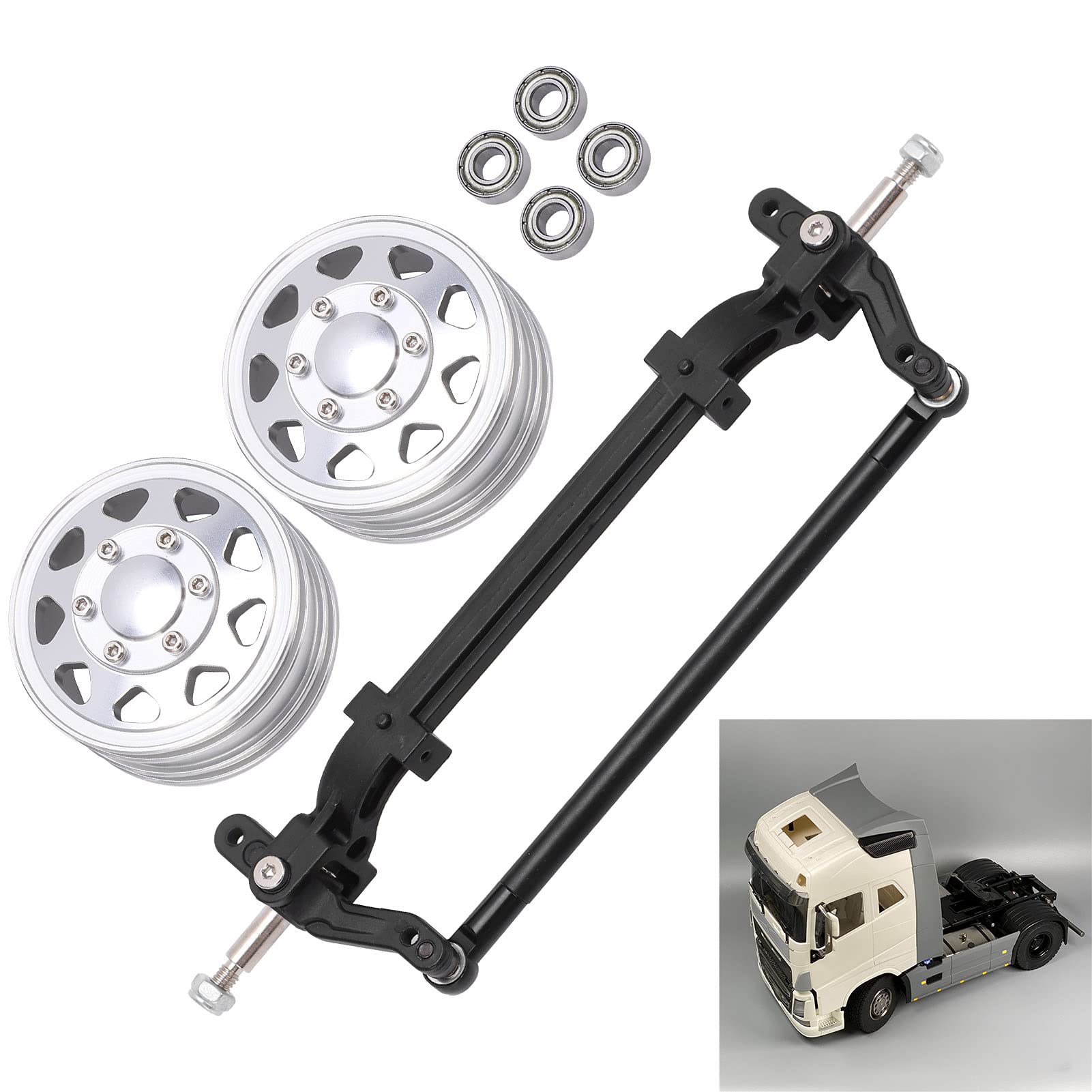 Assale Anteriore Sterzante In Alluminio CNC Per Tamiya 1/14 RC – Ricambio Camion