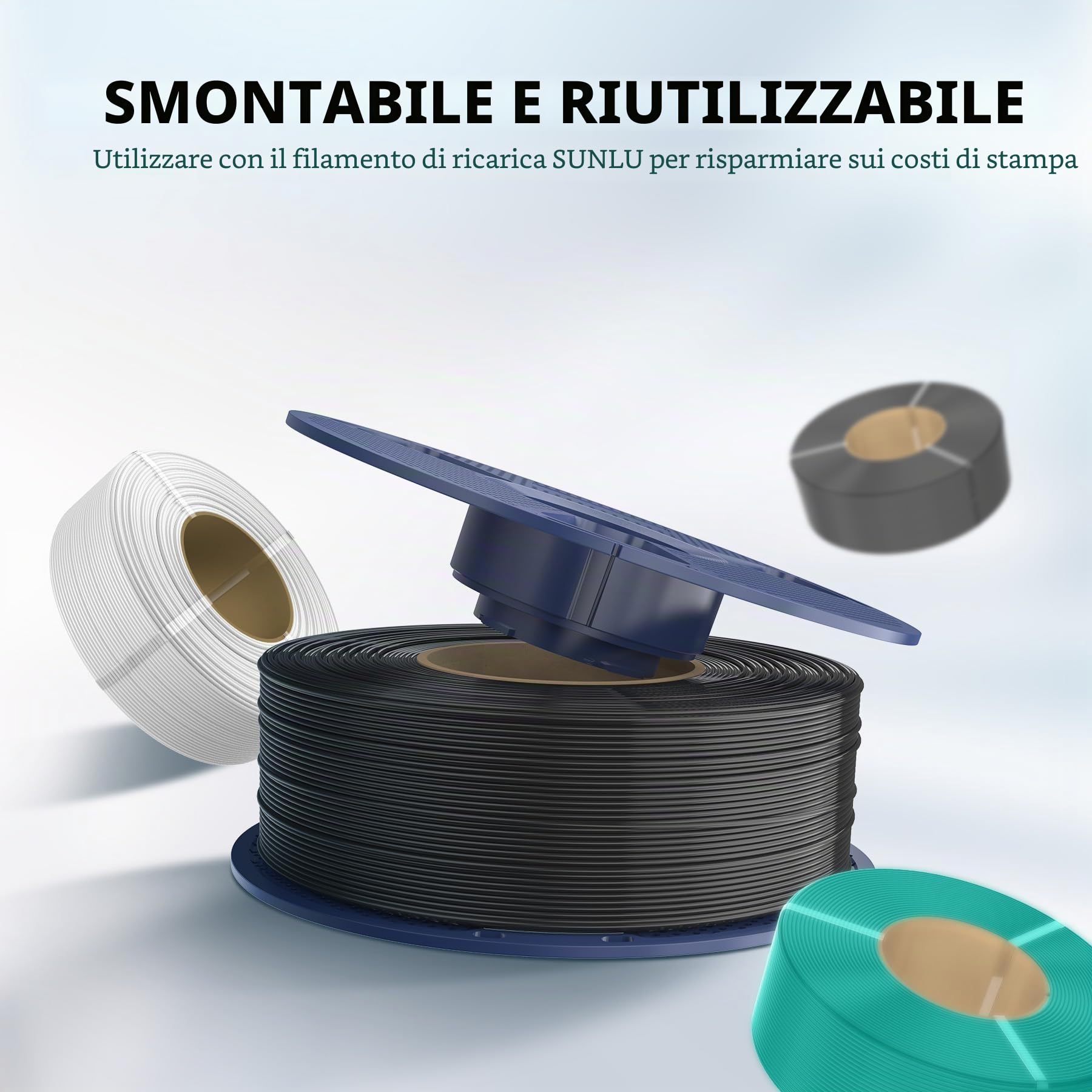 SUNLU Filamento ABS ad alta velocità a 8 colori, rapido 350 mm/s, filamento per stampante 3D, 1,75 mm, resistenza al calore, stampa rapida, 250 spool, confezione da 8 (nero+bianco+grigio+beige+rosso+
