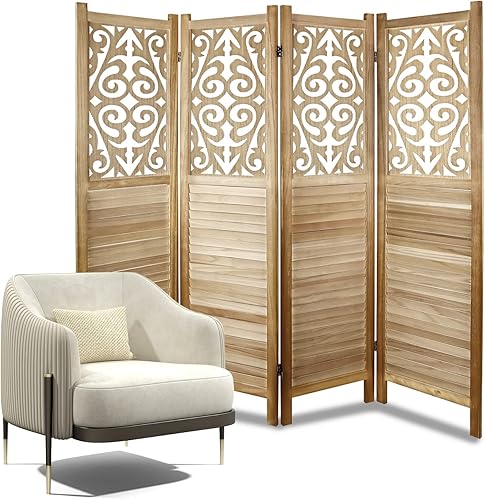 Miniatura 1 de Separadores de habitación de 4 paneles de 56 pies de pantalla de privacidad de madera y pantallas plegables de privacidad separación de habitación