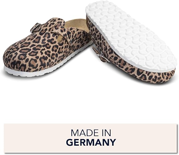 VITAFORM® Leren klompen voor dames en heren, extra gevoerde binnenzool, zuiver natuurkurk, werkschoenen voor de verpleegkunde, handgemaakte schoenen, zwart