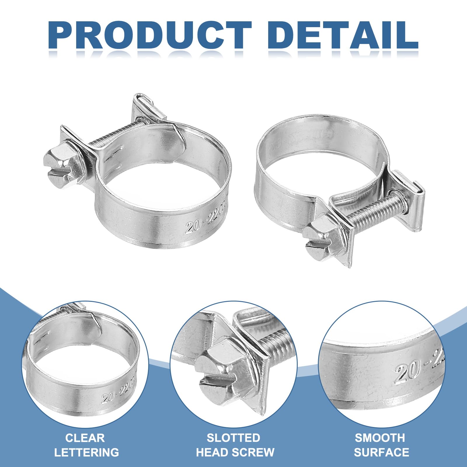 PATIKIL 5 Pcs 20-22mm Mini Fuel Injection Hose Clamps Stainless Steel Adjustable Clamp - Image 4