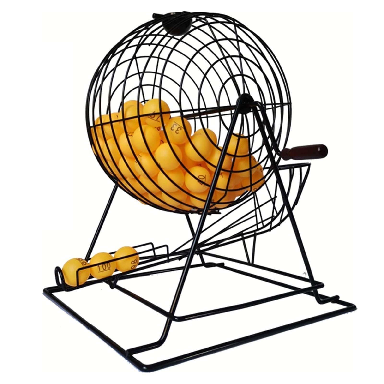 Tambor de rifa de Metal con 50 Bolas, máquina de lotería y Jaula de Bingo for Juegos de Fiesta.(Noir)