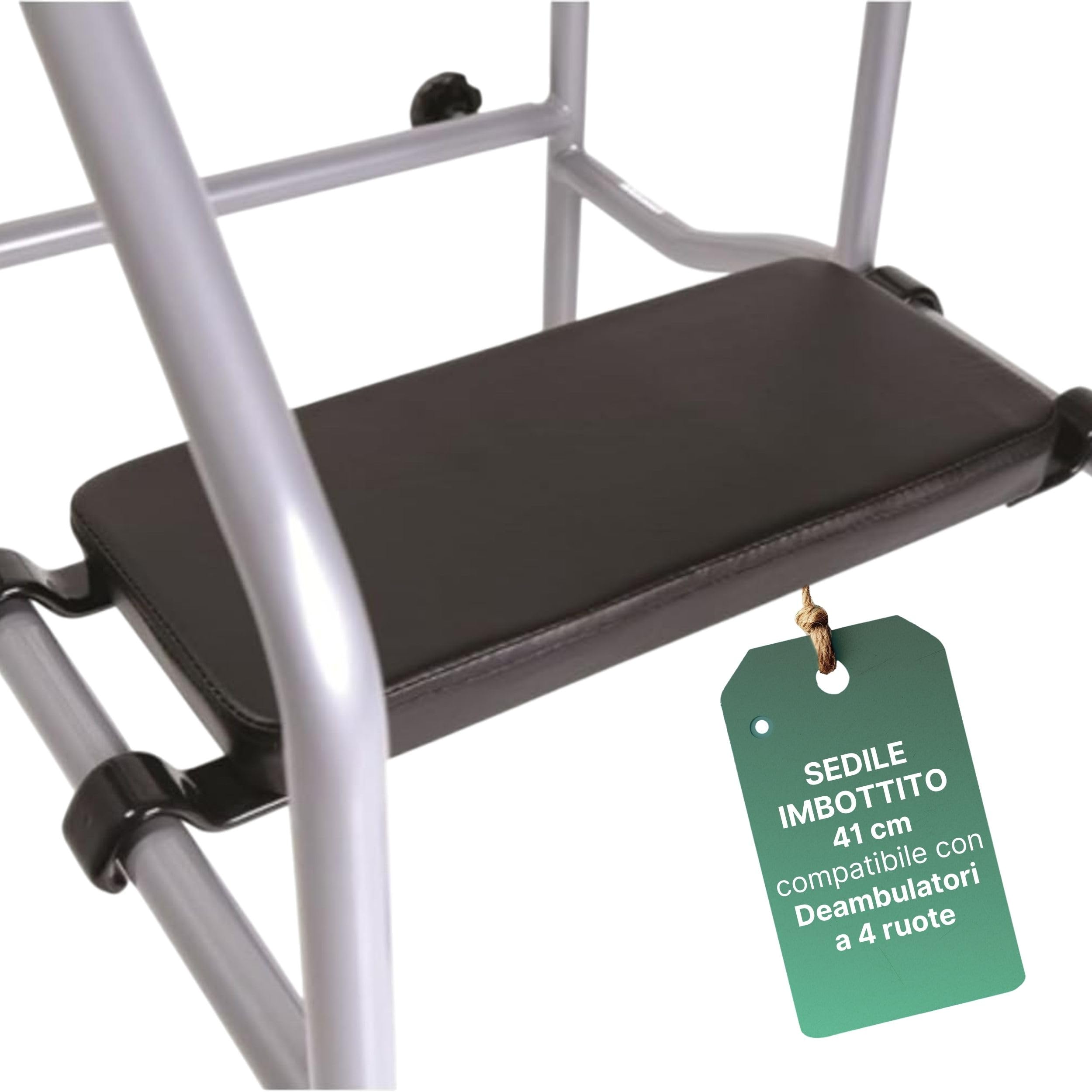 Sedile Imbottito per Deambulatori – Compatibile con Deambulatore 4 Ruote Anziani - Seduta 41 Cm